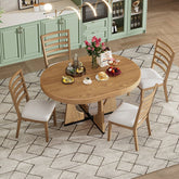 Bellemave® 5 - Piece Retro Rustic Functional Dining Set, 1 Extendable Table with a 16" Leaf and 4 Upholstered Chairs - Bellemave